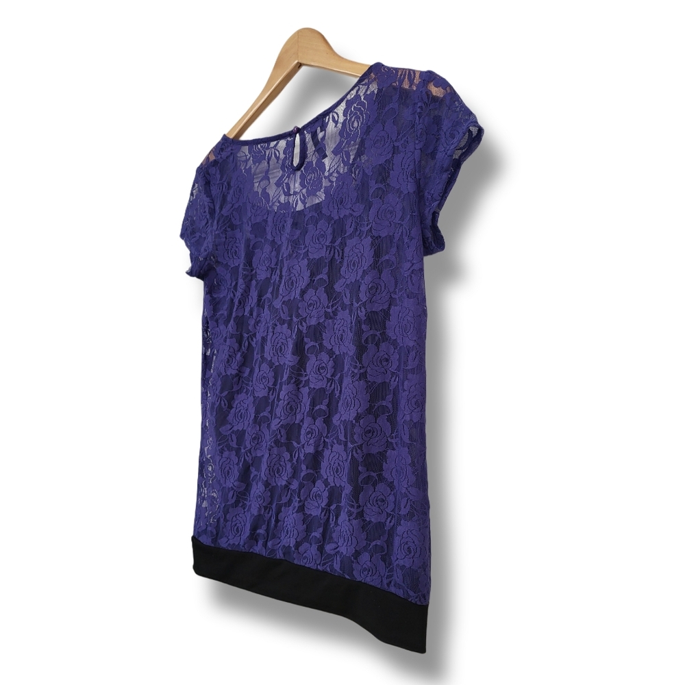 🌿Maurices Women's Medium Purple and Black Lace Fully Lined Top-Gorgeous! - Picture 8 of 11